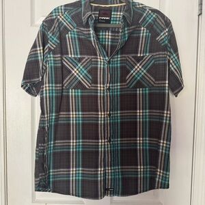 Tony Hawk Men's Plaid Shirt - Black, Blue, and Green